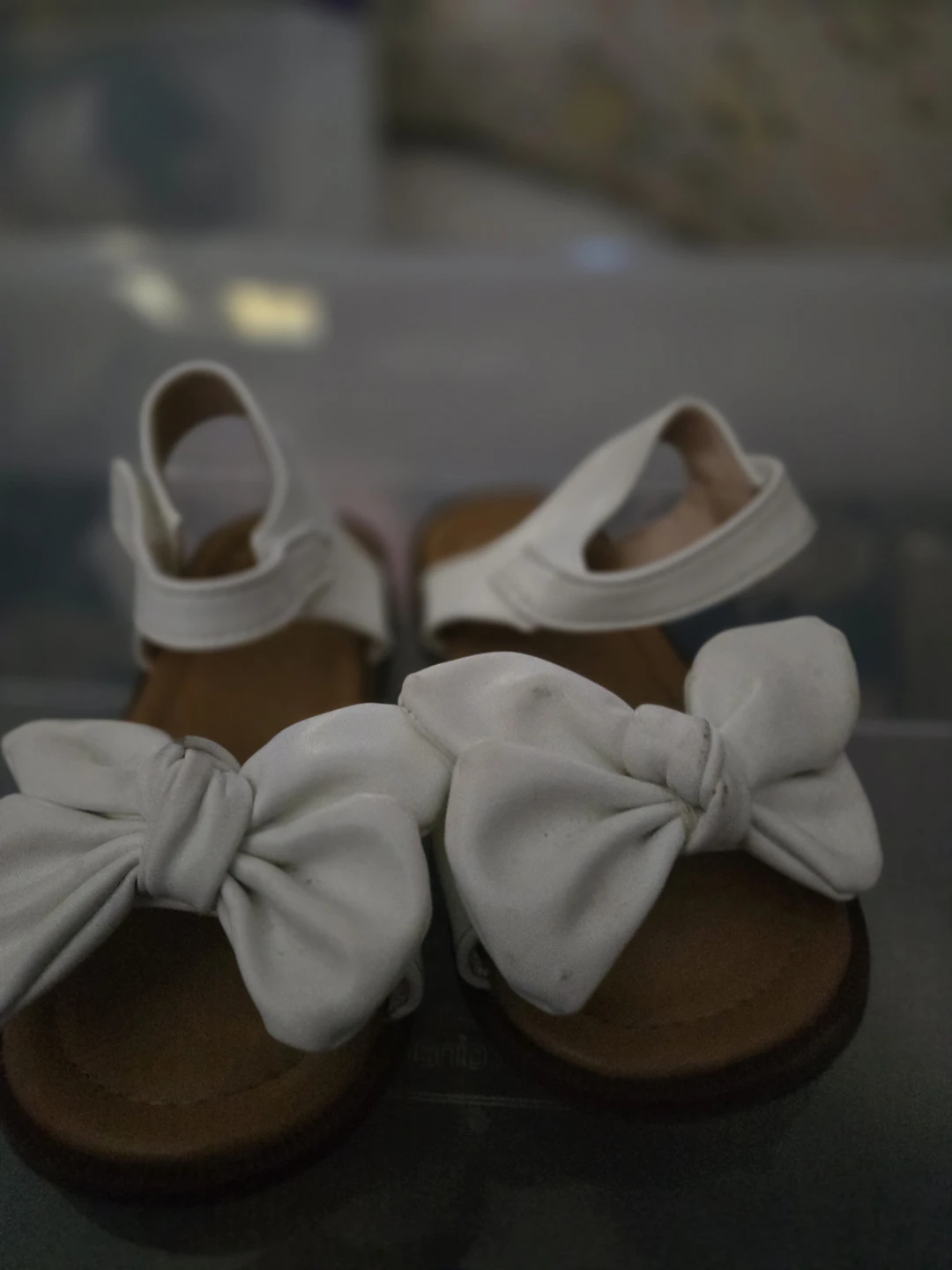 White & Black Toddler Sandals with Bows