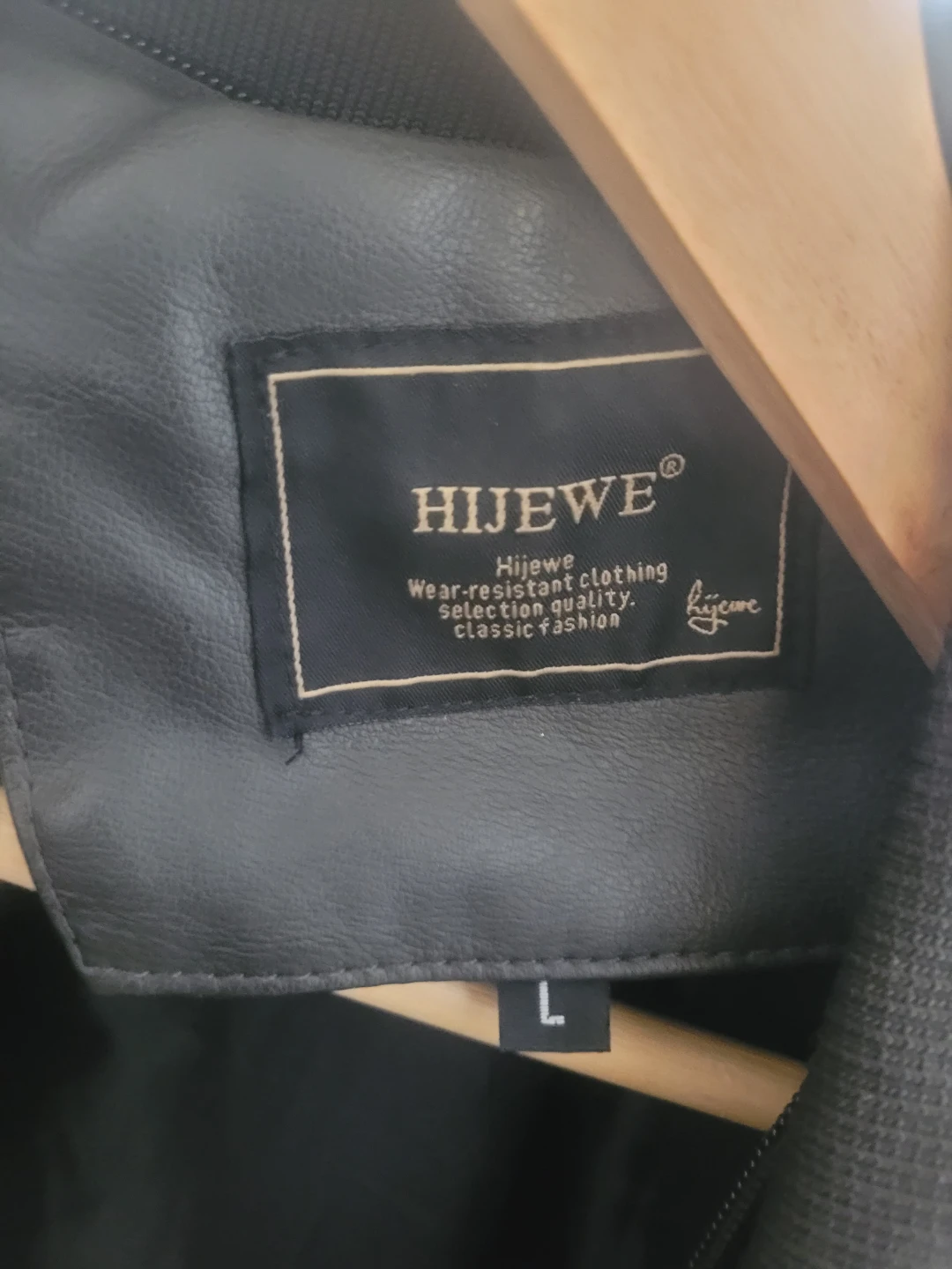HIJEWE Men's Faux Leather Bomber Jacket - Black, Size L - photo 2