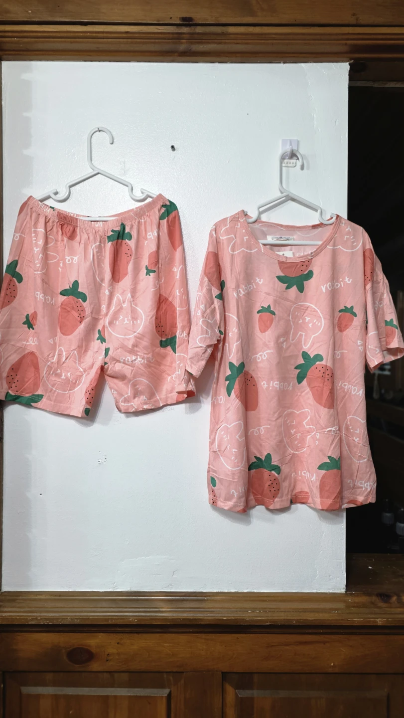 Pink Strawberry Pajama Set - Size Medium - photo 2