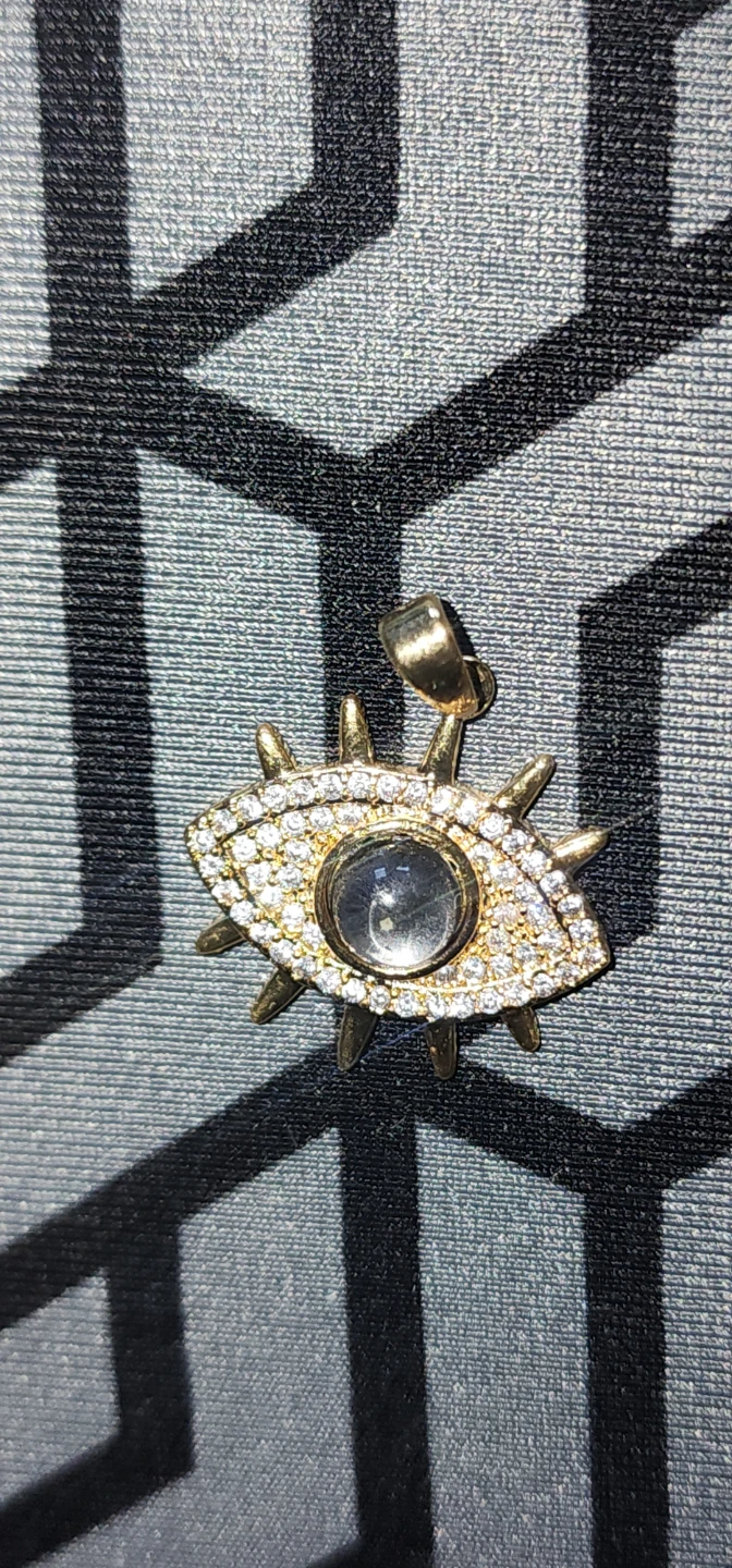 Gold plated Evil Eye Pendant Necklace Charm - photo 3