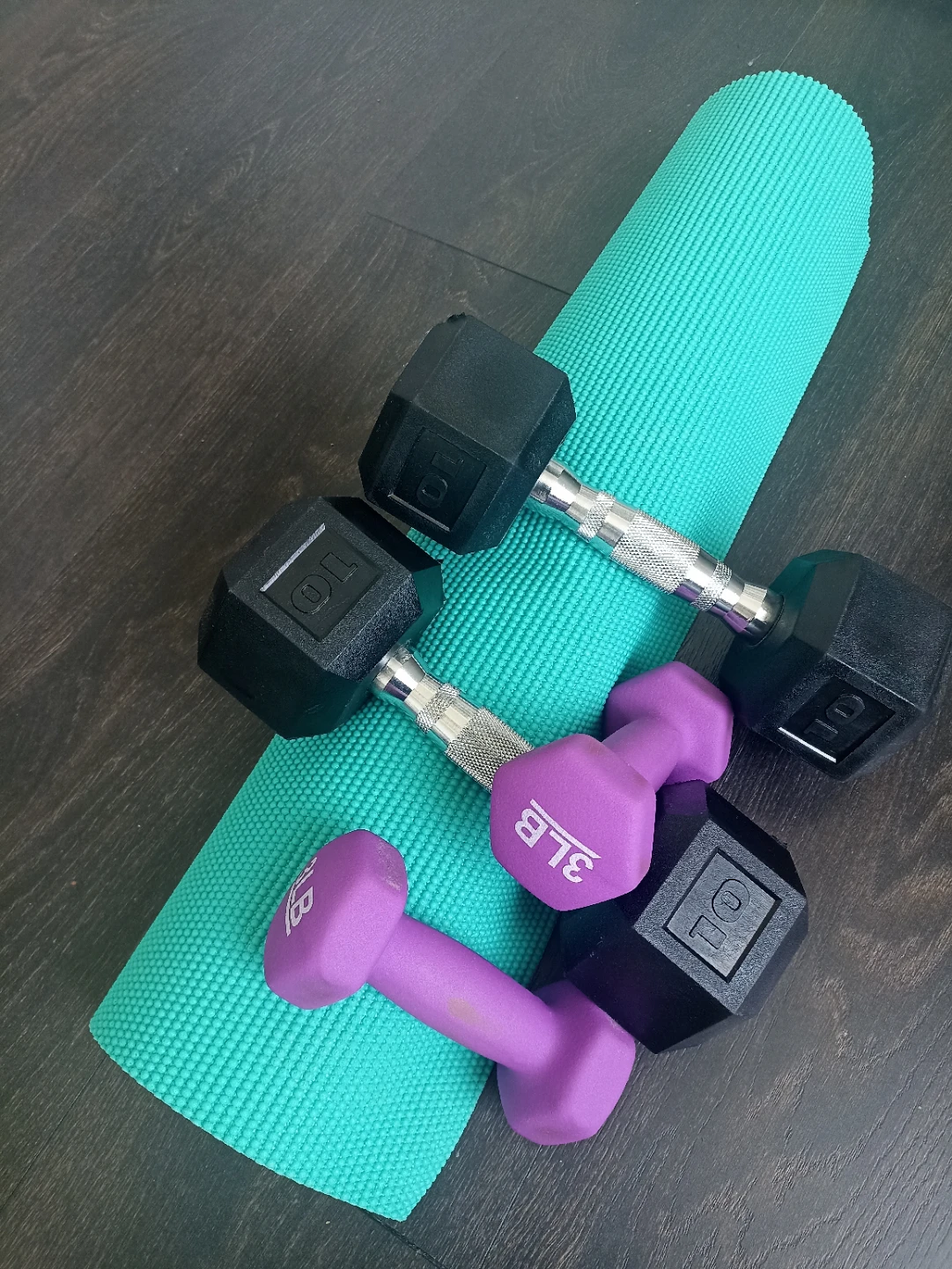 Two 3lb, two 10lb Dumbbells and Yoga Mat - photo 5