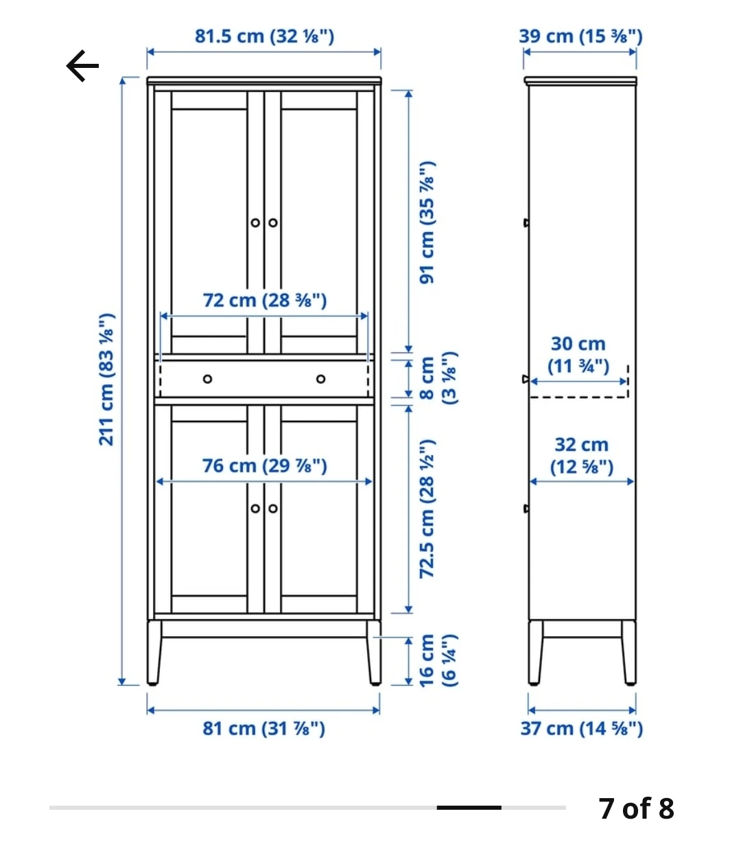 High Cabinet with Glass Doors and Drawer IKEA IDANÄS - photo 2