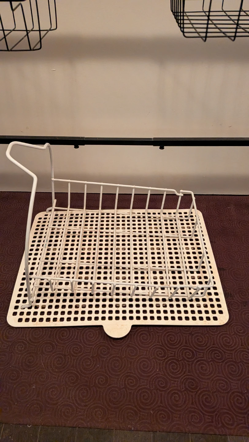 White Metal Dish Drying Rack with Handle