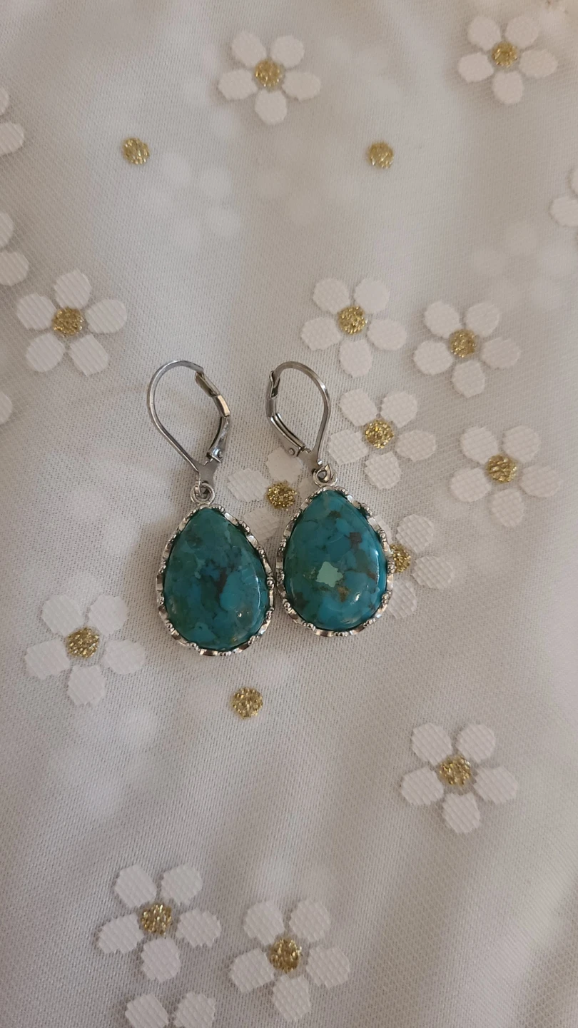 Sterling Silver Turquoise Teardrop Earrings