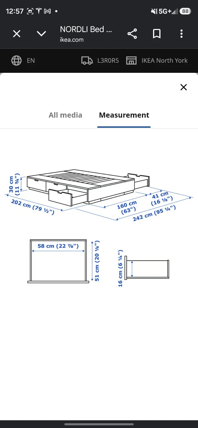 IKEA NORDLI Bed frame with storage, white, Queen - photo 2