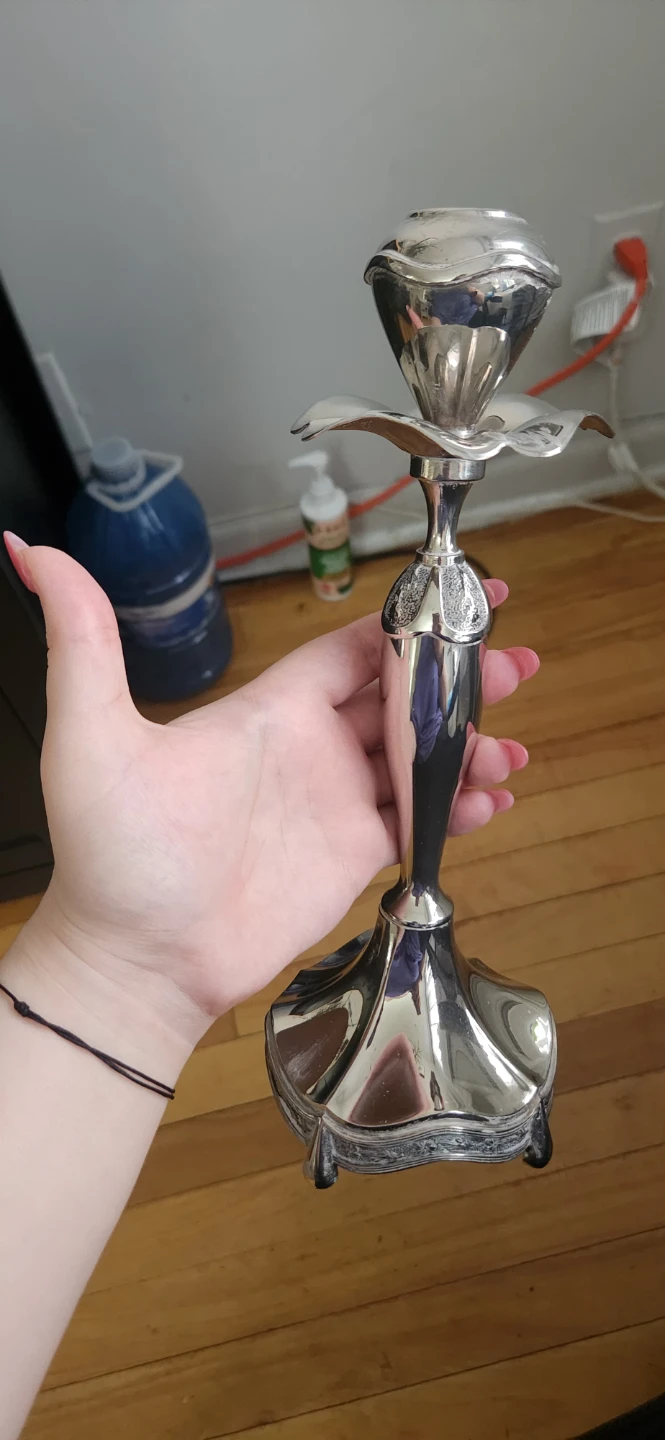Silver Plated Flower Candlestick Holder - photo 2