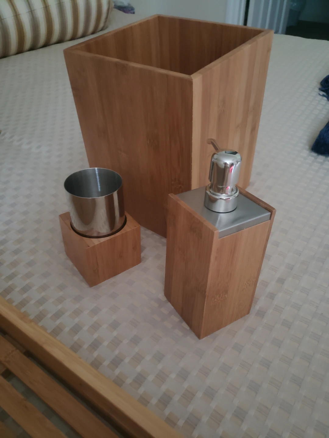 Bath Set with Stainless Steel Accents - Bamboo