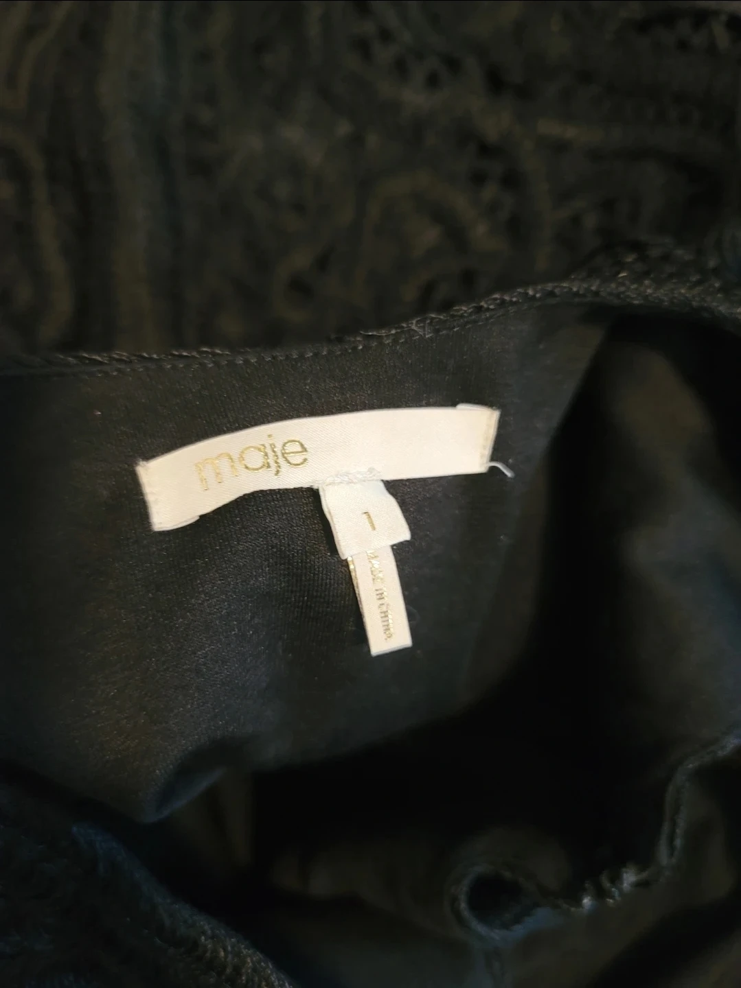 Maje Black Lace Dress Size 1 - photo 3