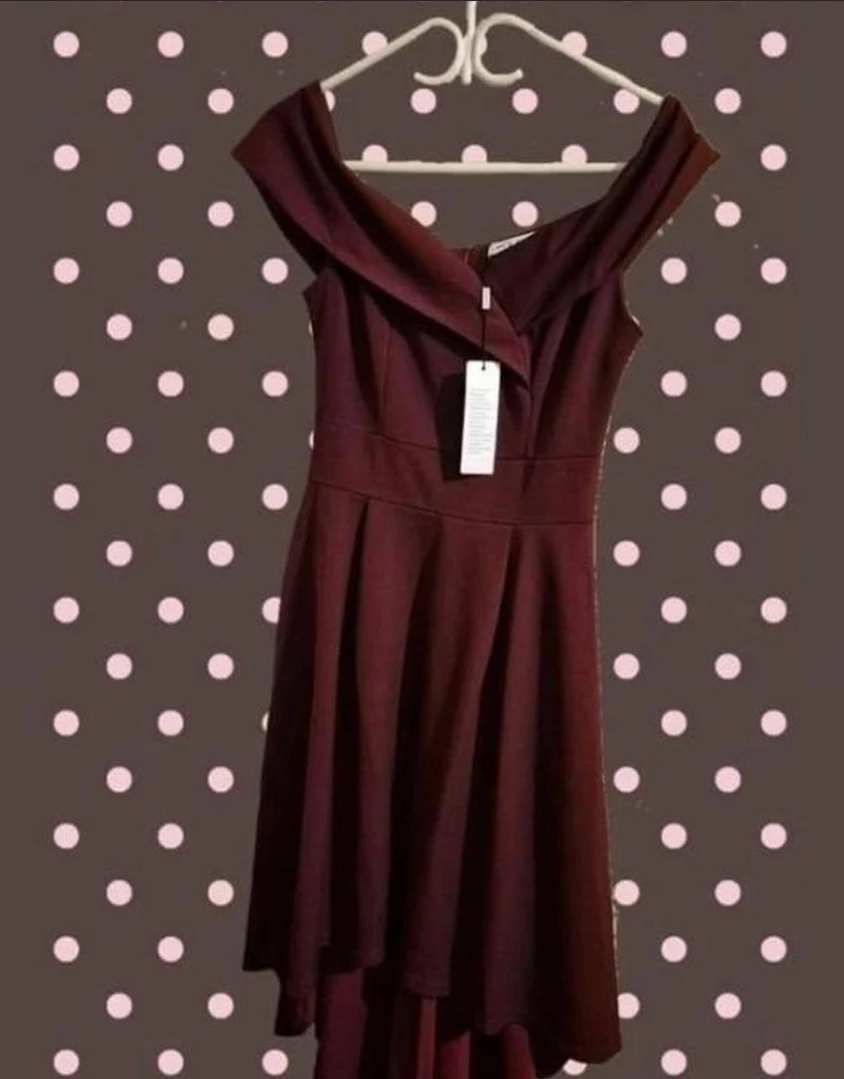 Kate Kasin Off-the-Shoulder Dress - Burgundy - photo 5