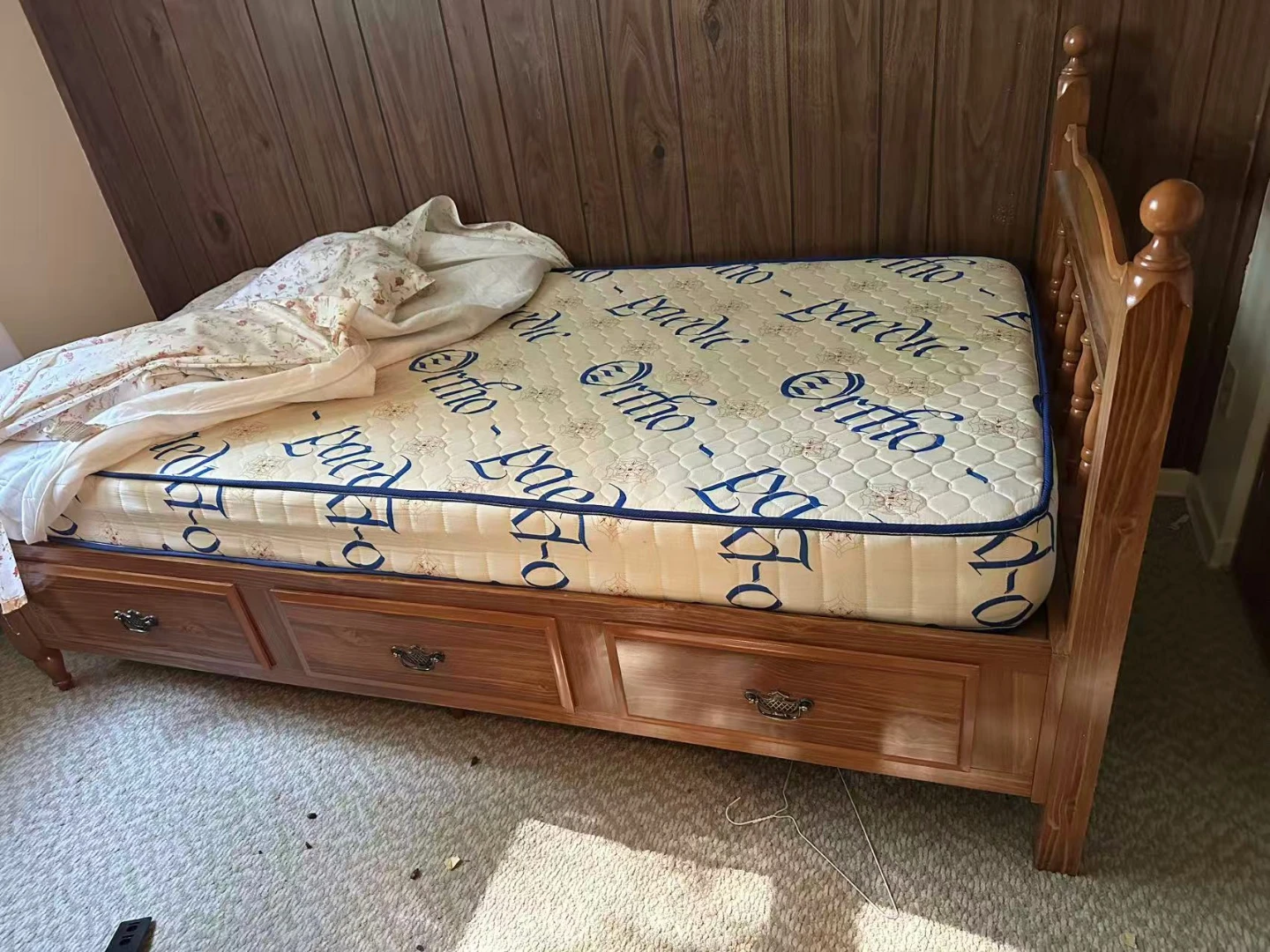 Twin bed with mattress