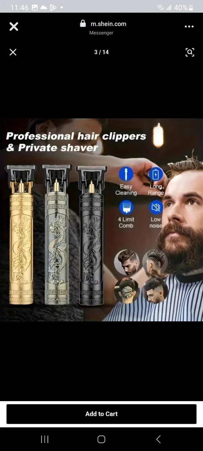 Gold Dragon Engraved USB Rechargeable Hair Clippers & Trimmer - photo 4