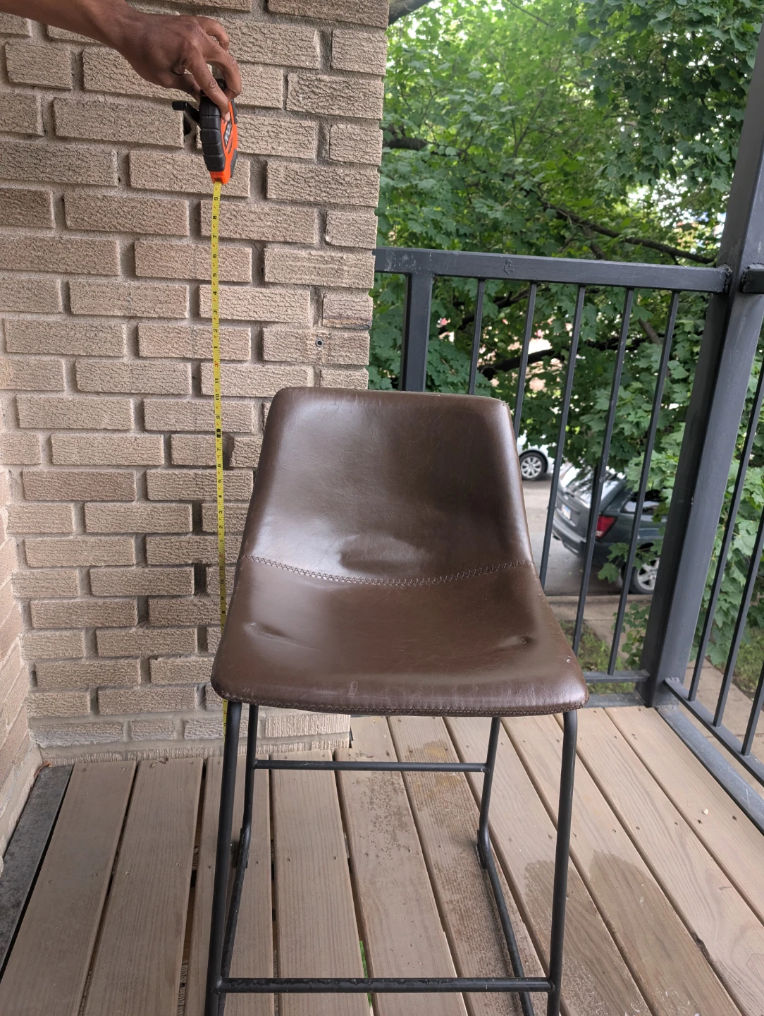 Brown leather bar stools counter height - photo 5