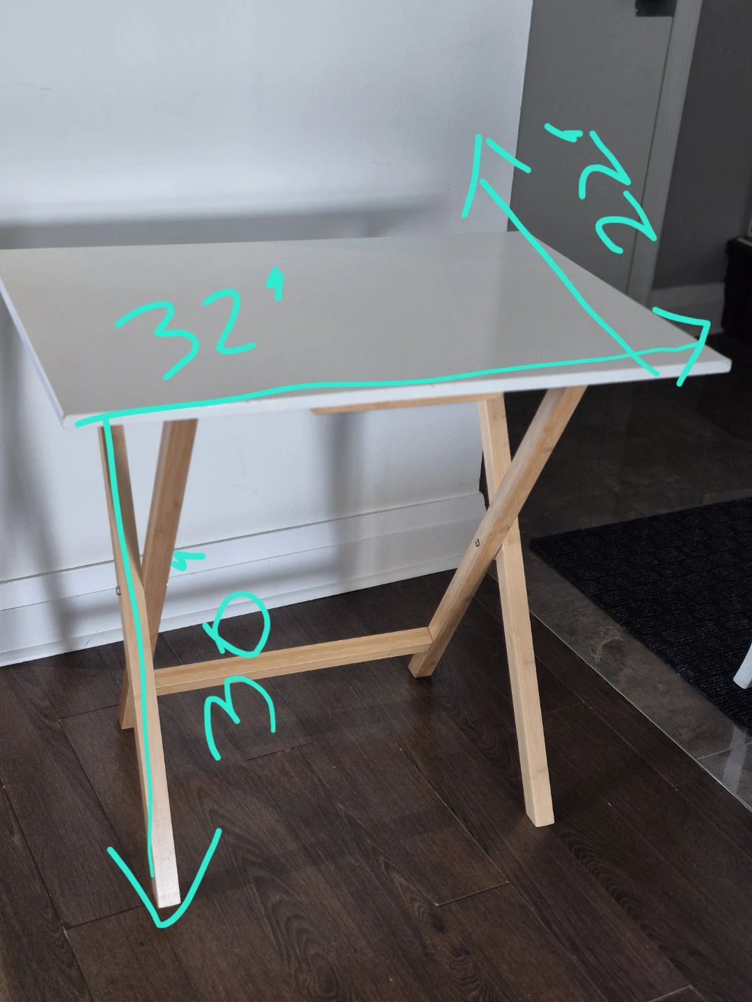White Folding Table with Bamboo Frame - photo 5