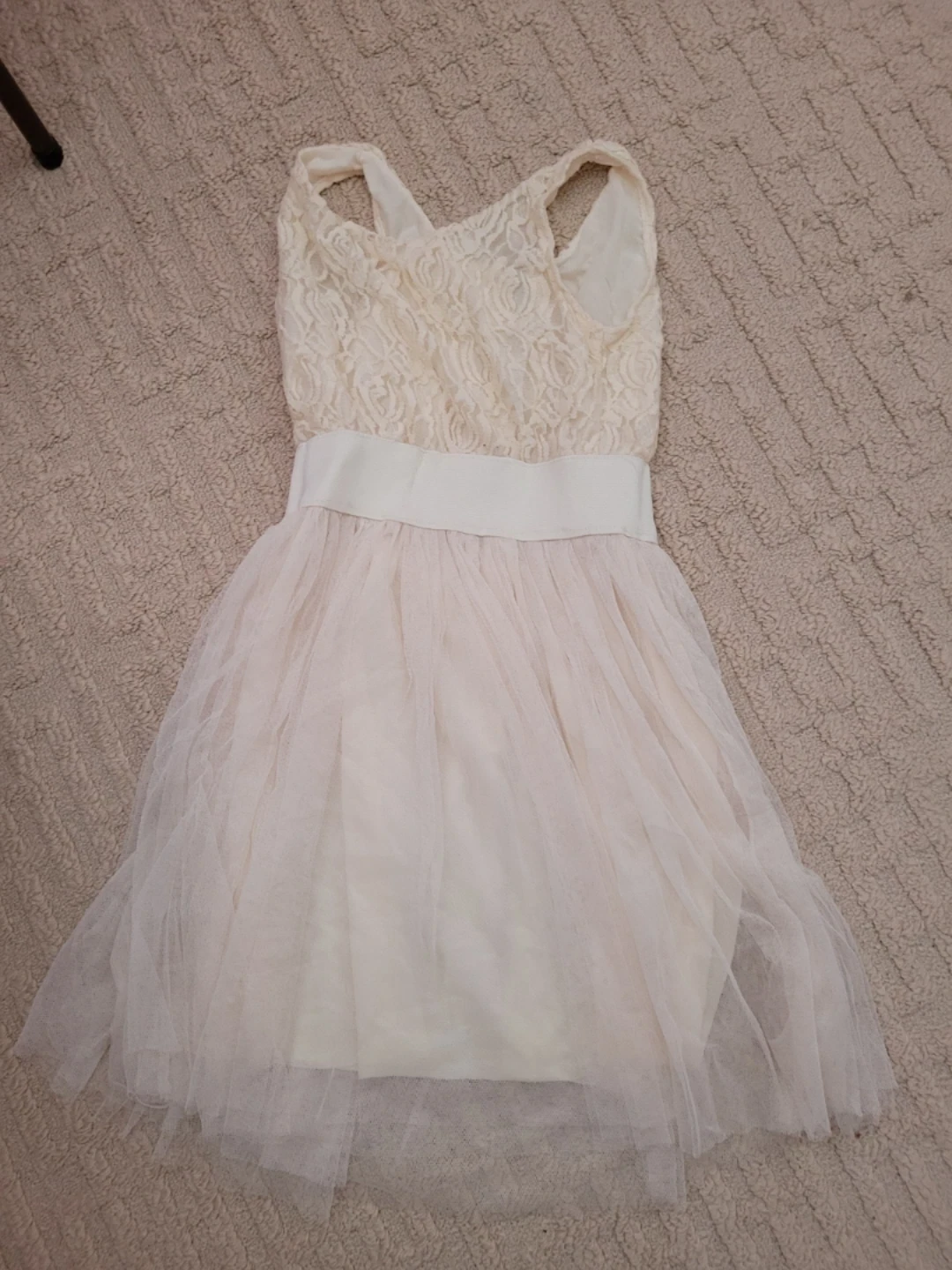 Cream Lace Tulle Dress