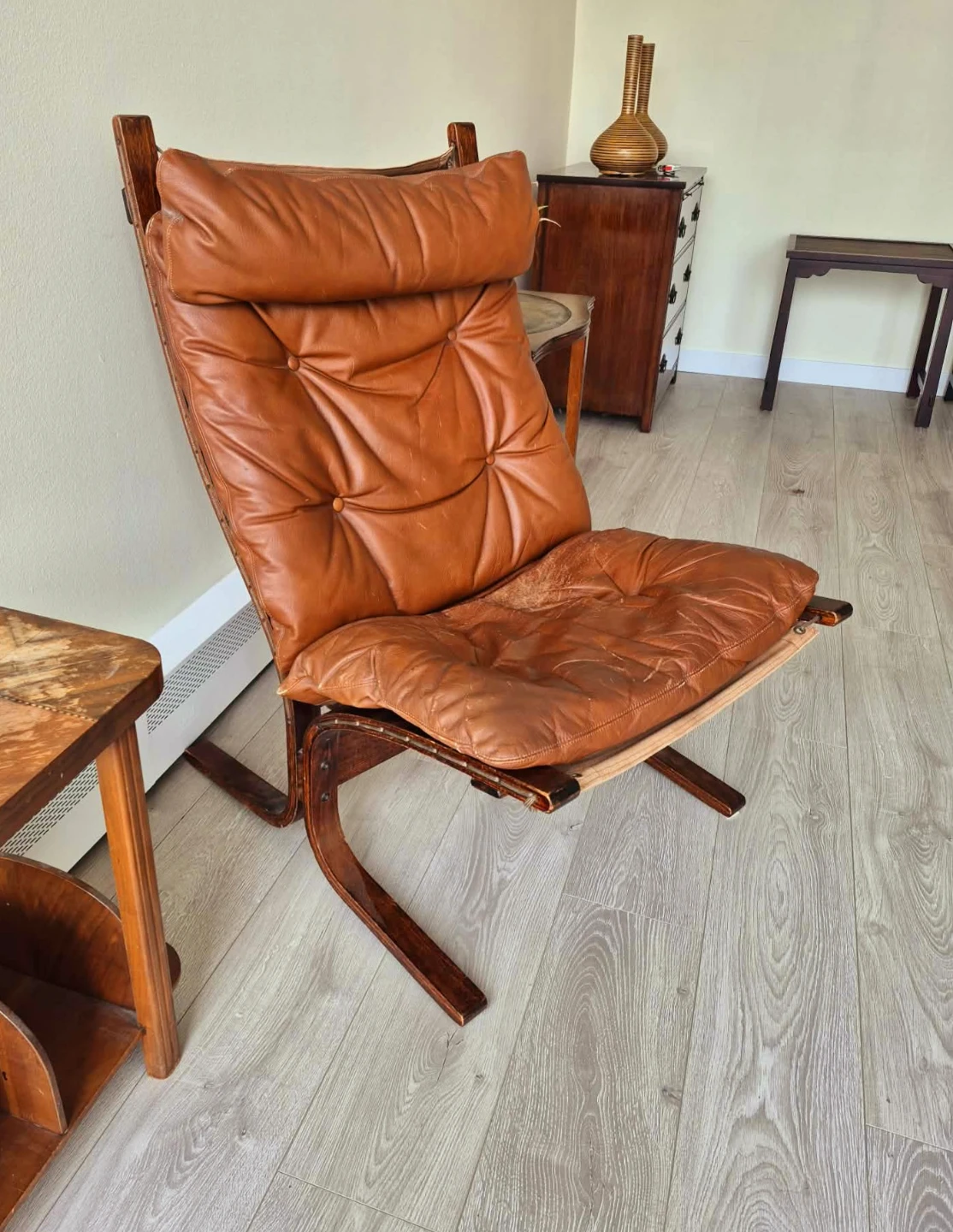MCM Westnofa Designer Bentwood Lounge Chair With Orange Leather - photo 5