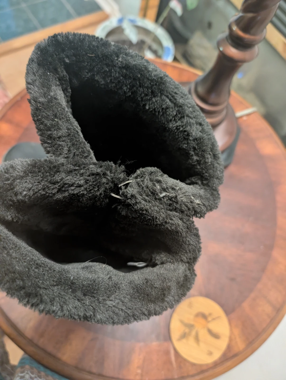 Black Faux Fur Lined Winter Boots - photo 2