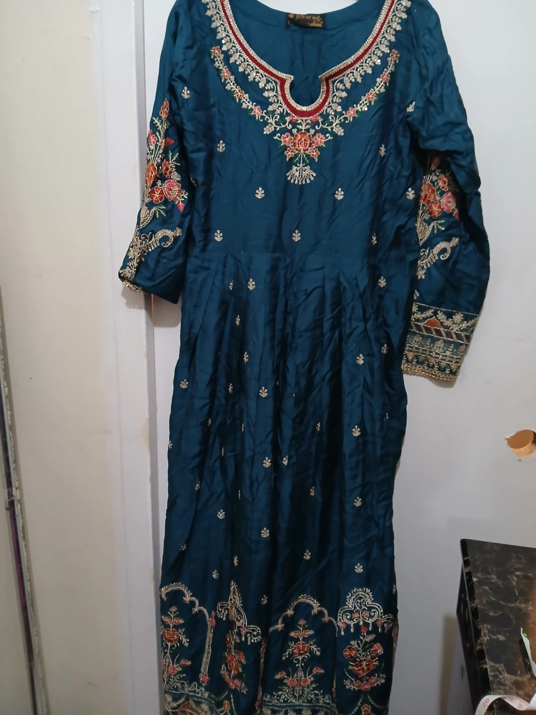 Teal Embroidered Kameez