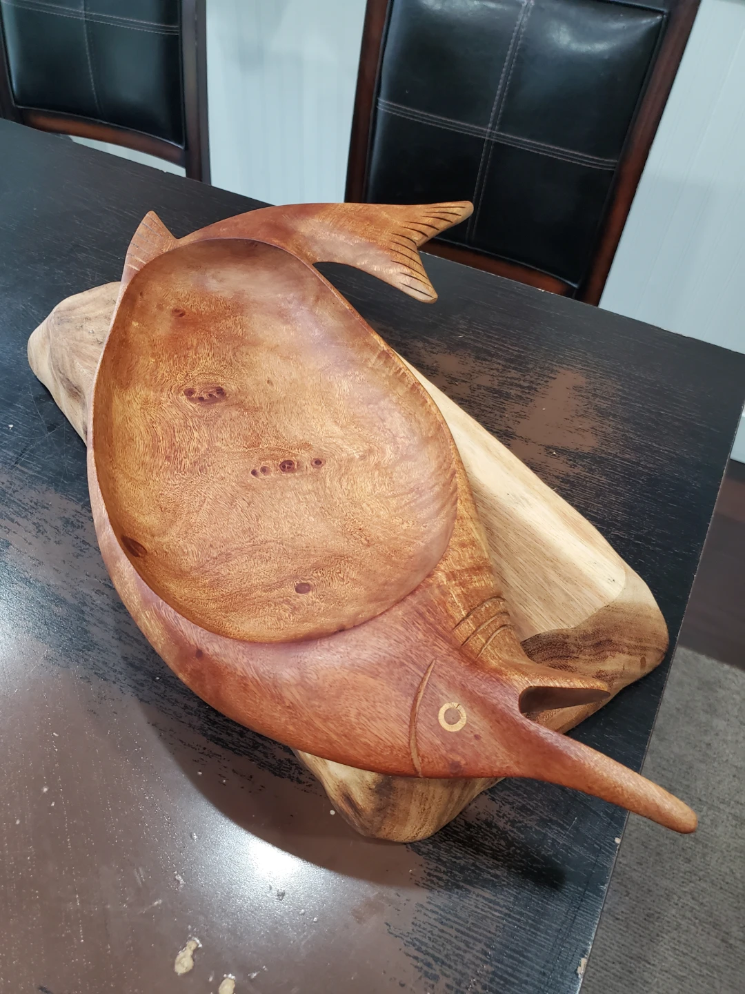 Wooden Fish Carving Bowl