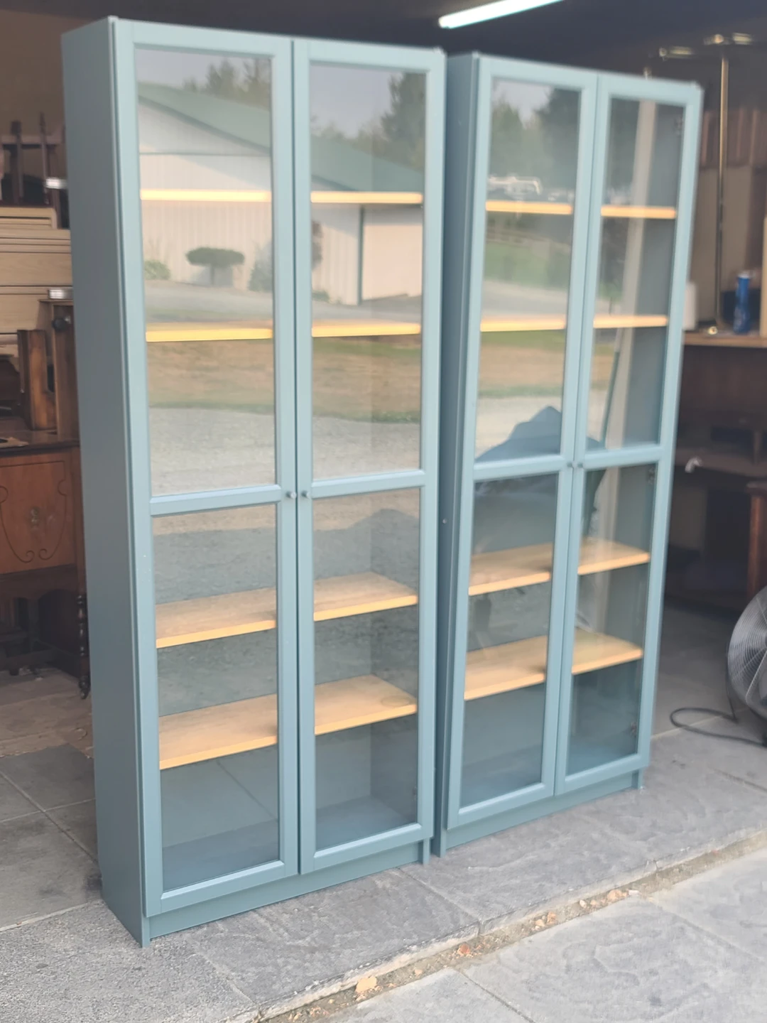 Pair of IKEA Billy Bookcases with Oxberg Glass Doors - photo 2