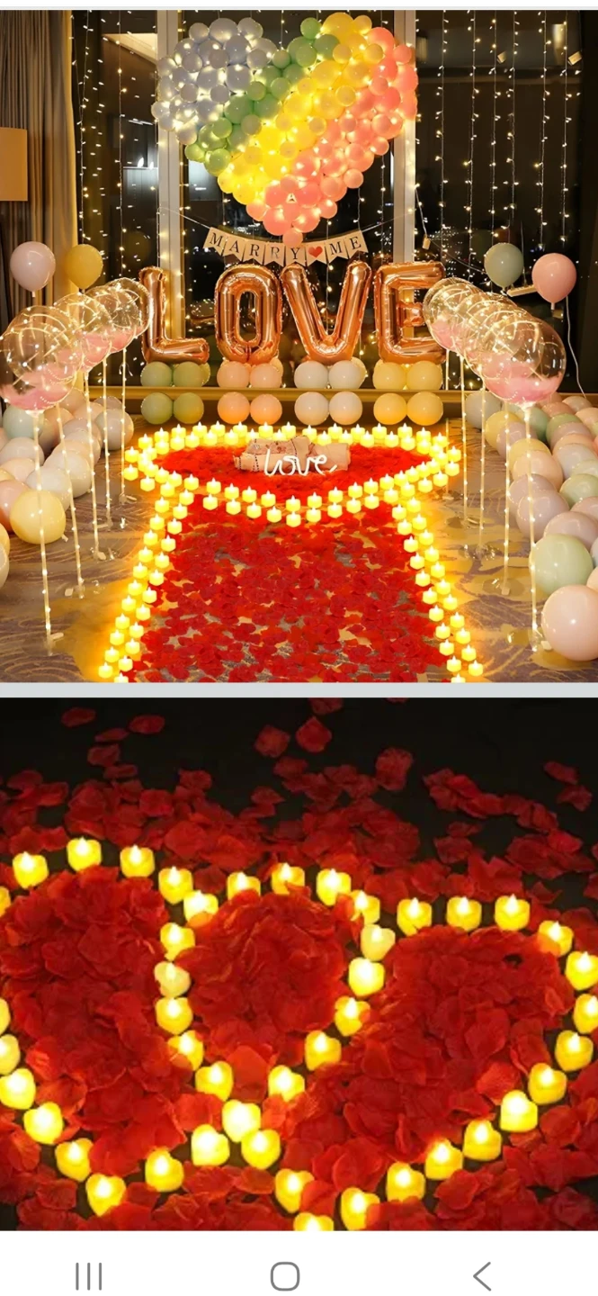 72 LED Candle Lights with 6000 Rose Petals