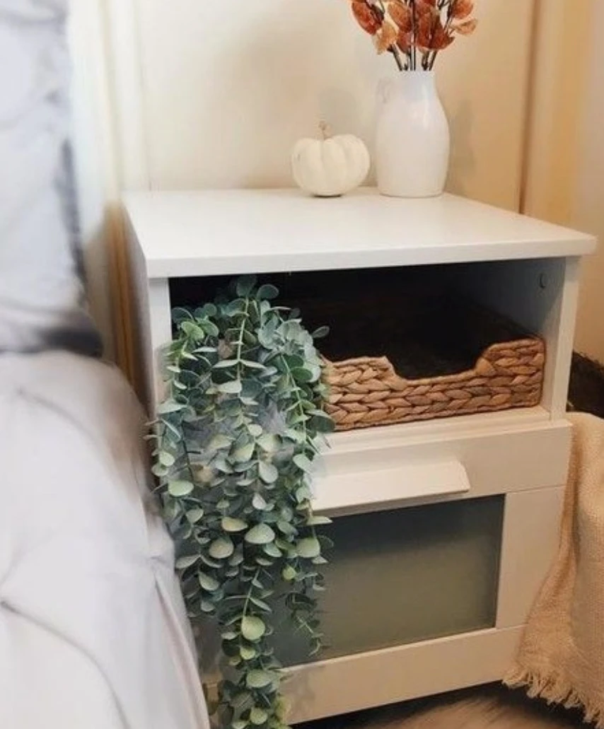 White Nightstand with Frosted Glass Drawer Front - photo 3