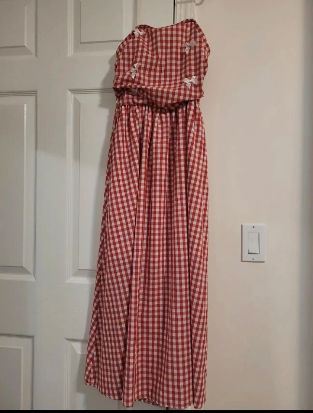 Red Gingham Maxi Dress with Bows - photo 2