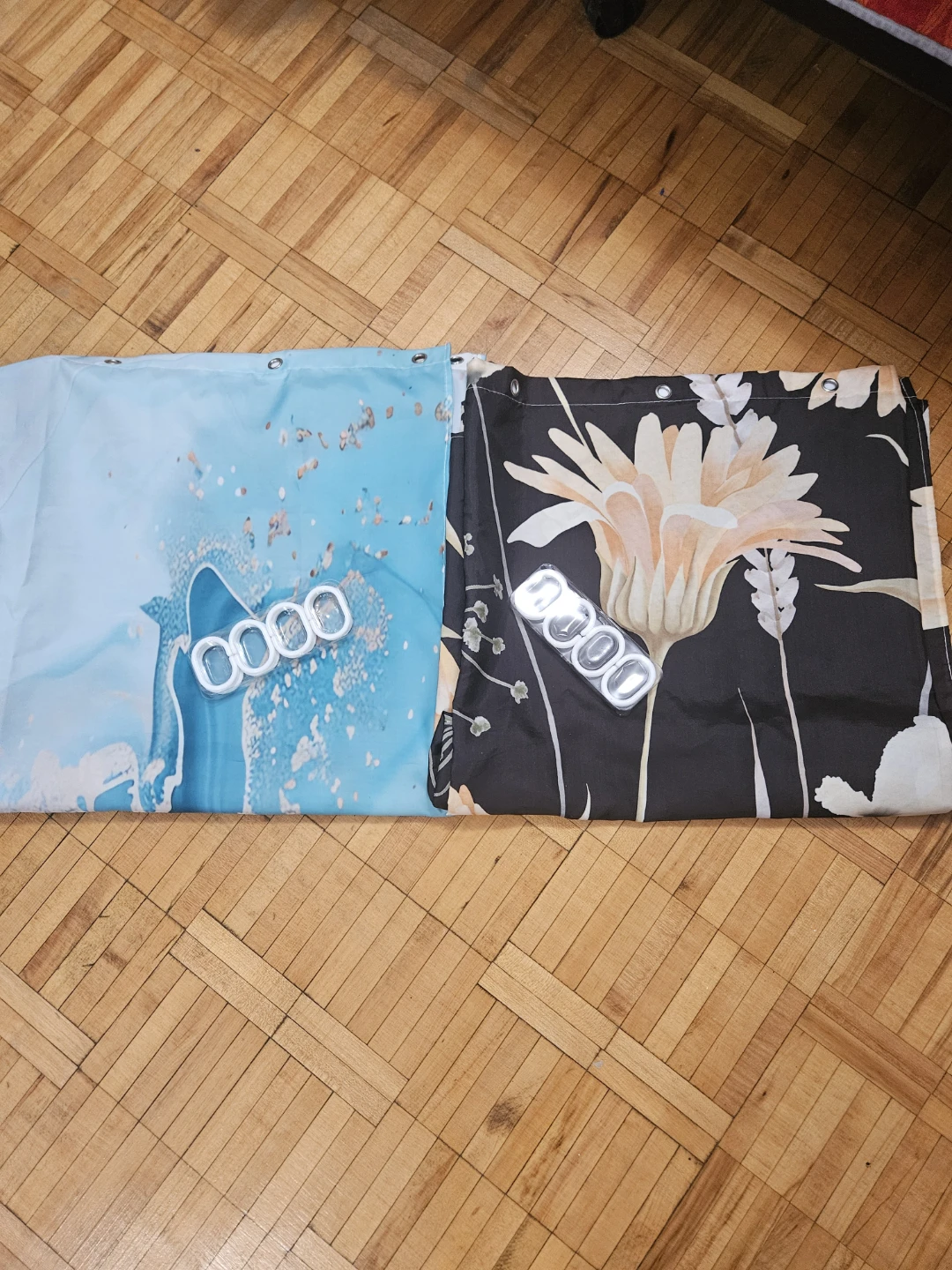 Shower Curtain Set - Floral & Blue Marble Designs - photo 3