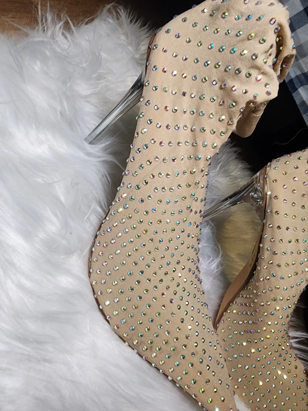Bejeweled Sock Boots with Clear Heels - photo 2