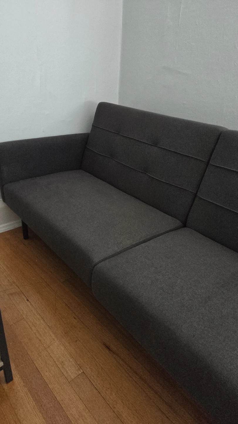 74" Grey Futon Sofa ( Covnverts into a bed) - photo 2