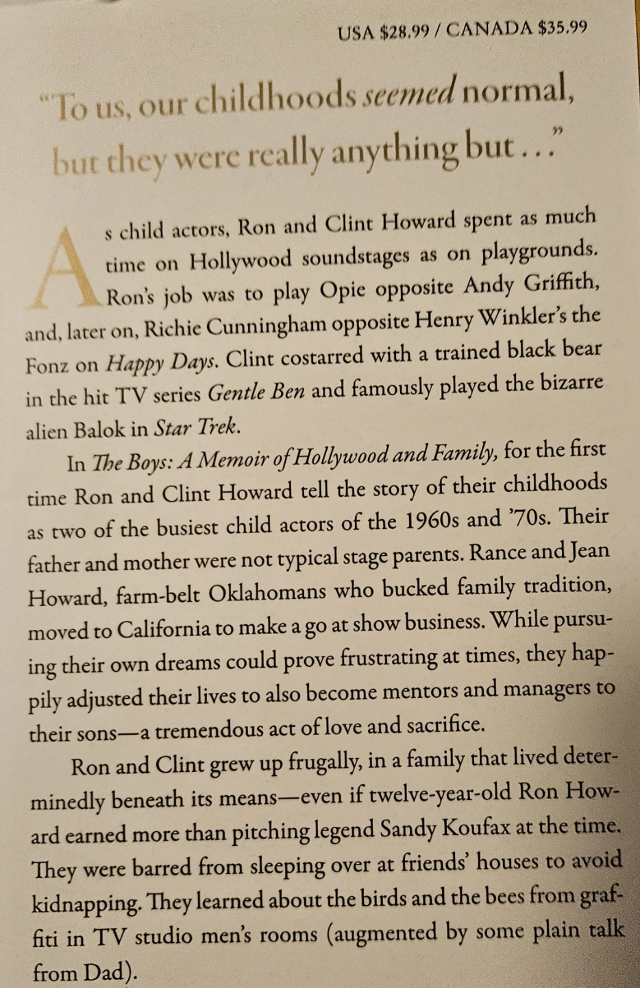 The Boys: A Memoir of Hollywood and Family by Ron & Clint Howard - photo 5