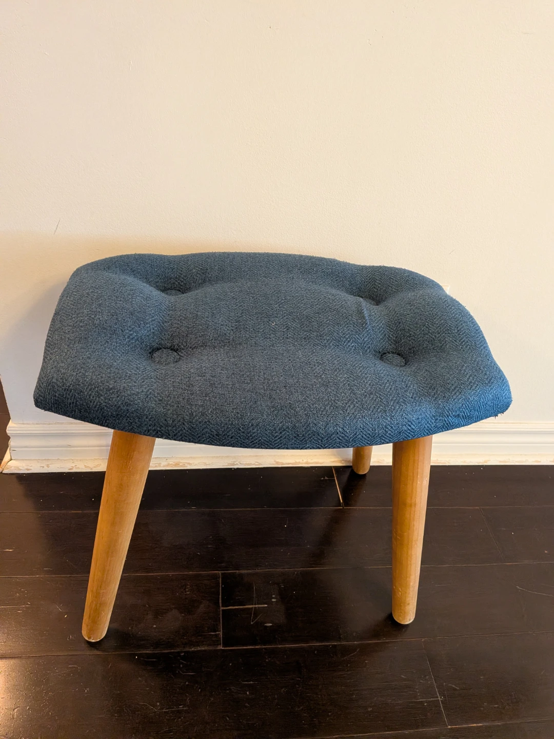 Blue Fabric Footstool Ottoman - photo 2