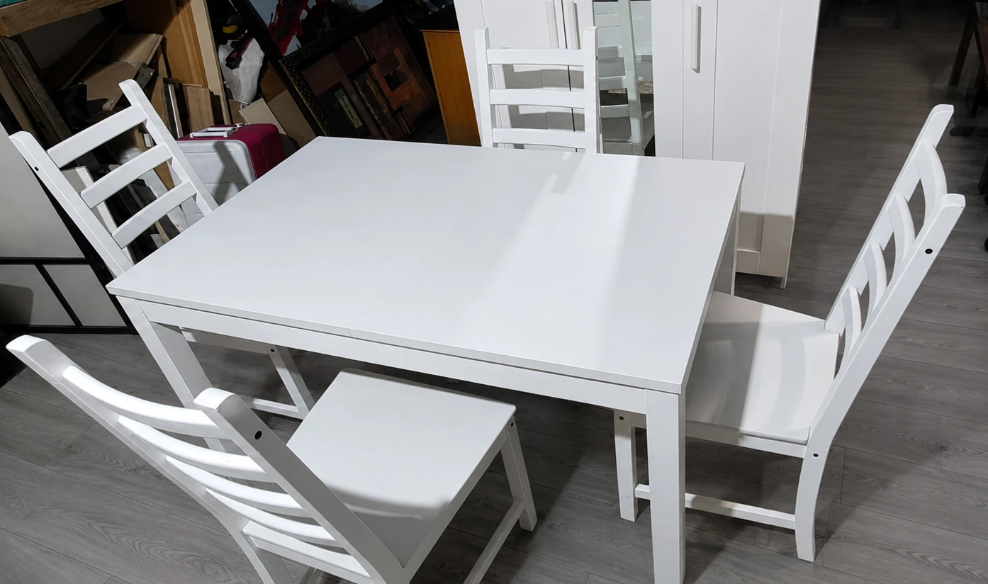 White Dining Table with 4 Chairs - photo 4