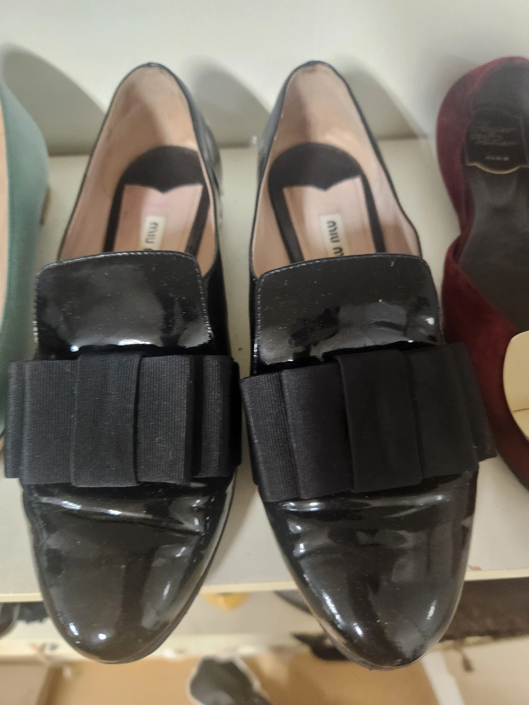 Miu Miu Black Patent Leather Bow Heels