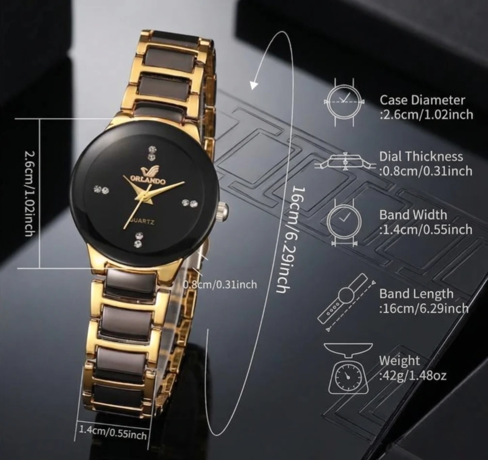 Orlando Quartz Watch - Black & Gold Ceramic - photo 3