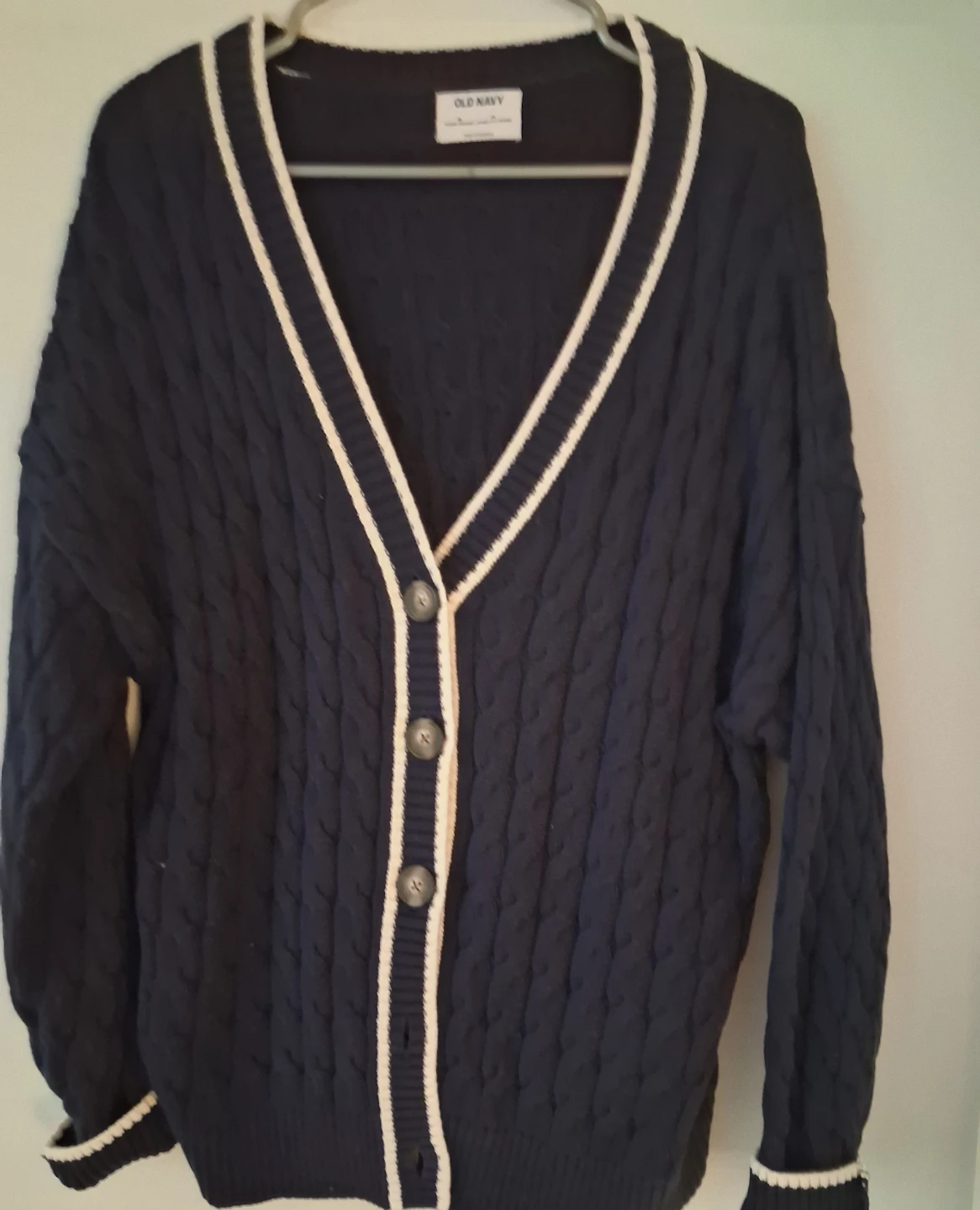 Old Navy Navy Cable Knit Cardigan Sweater - Size M