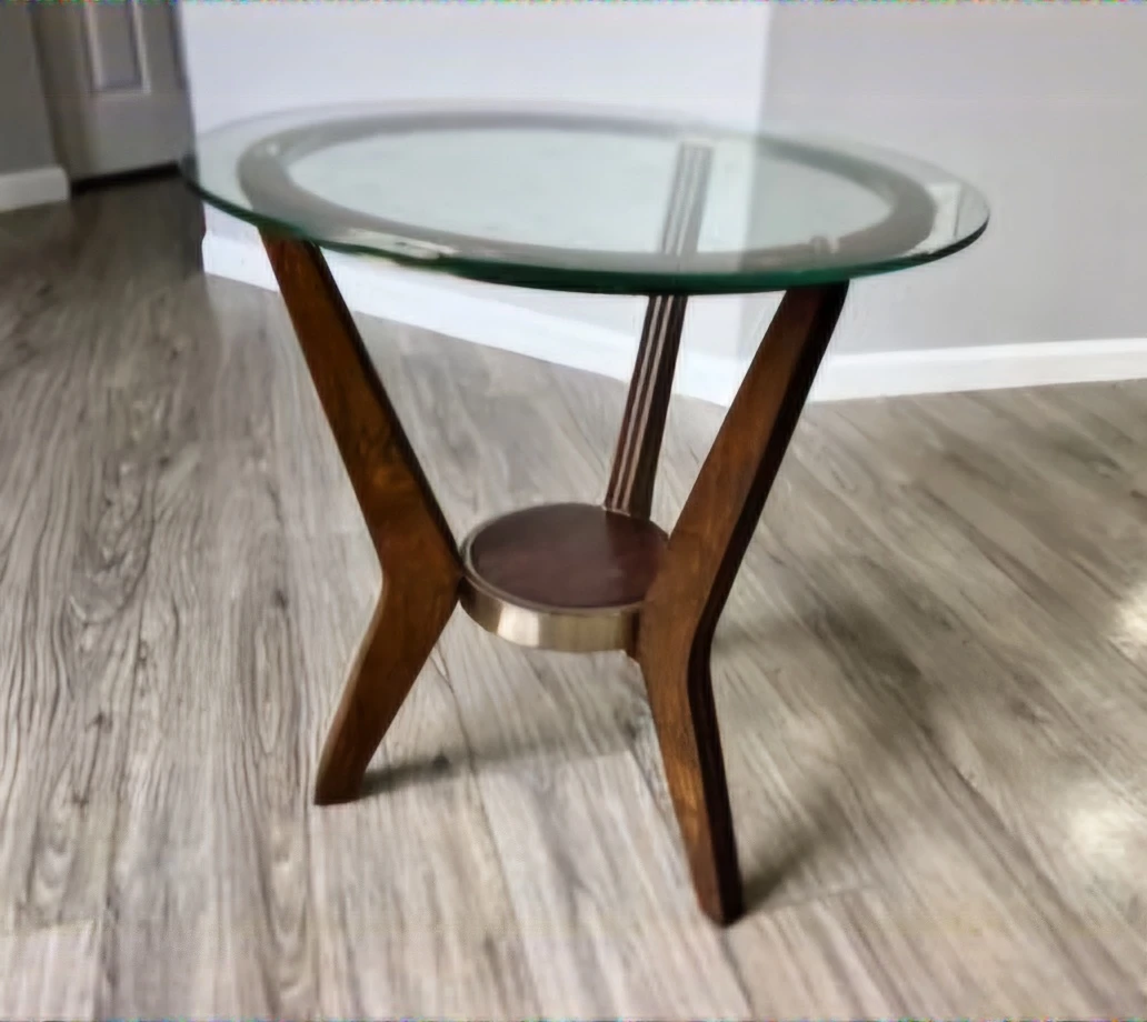 Vintage Side Table with Glass Top
