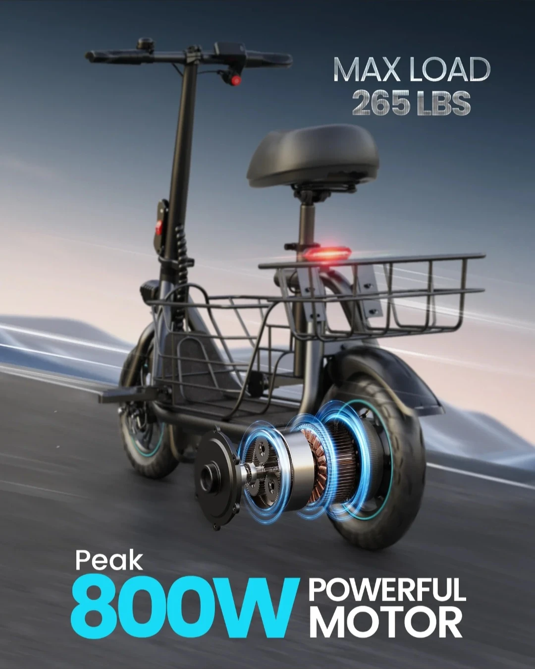 Electric Scooter with Basket - photo 3