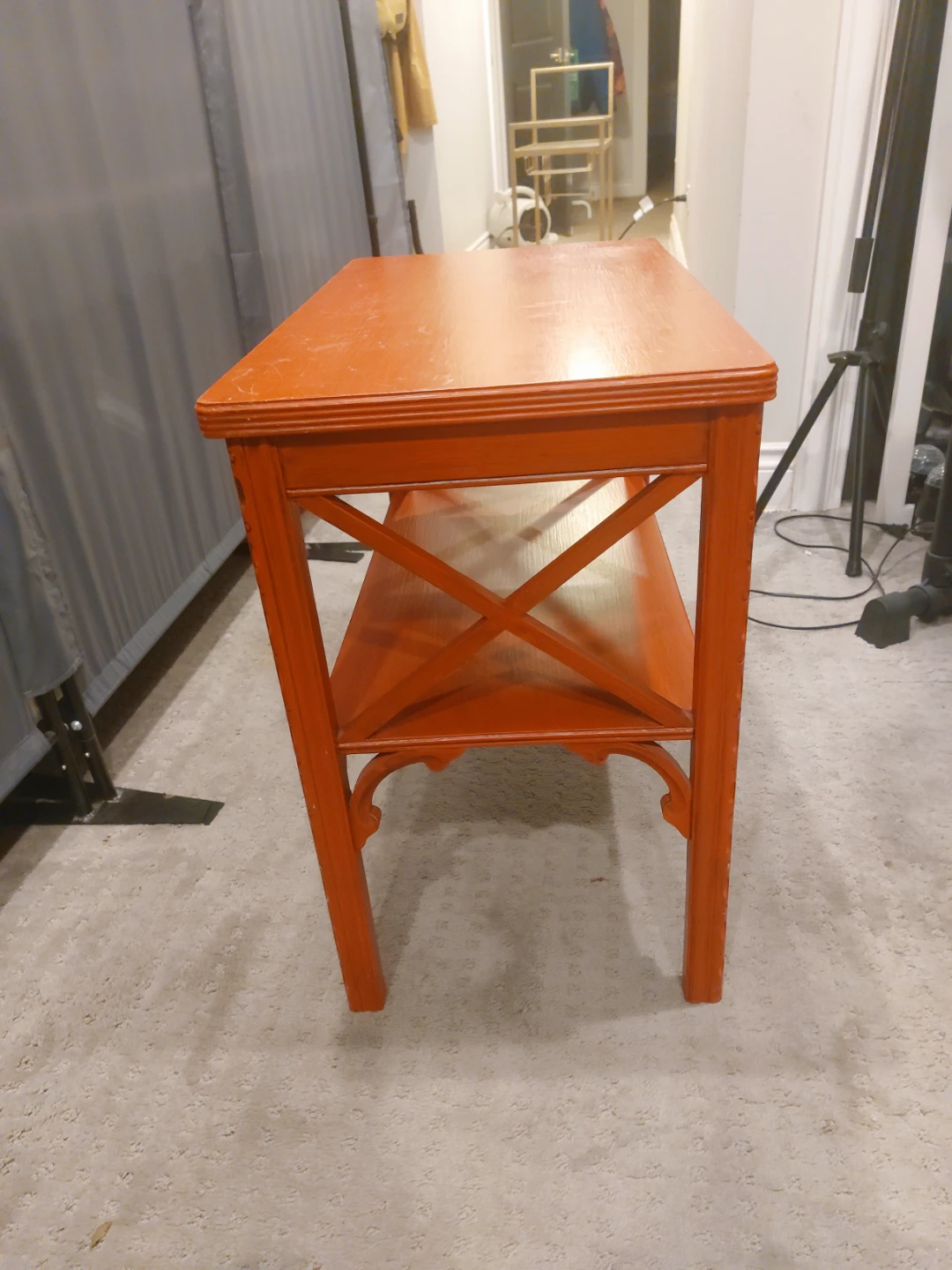 Burnt Orange Wooden Side Table with Lower Shelf - photo 2