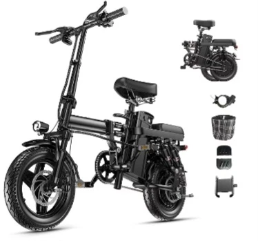 Black Folding Electric Bicycle - photo 2