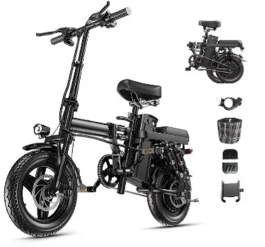 Black Folding Electric Bicycle - photo 2