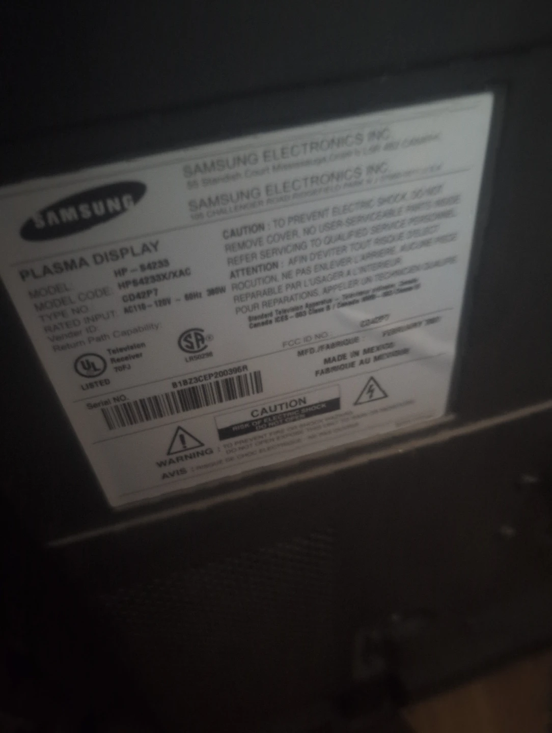 Samsung 42 inch Plasma TV - photo 2