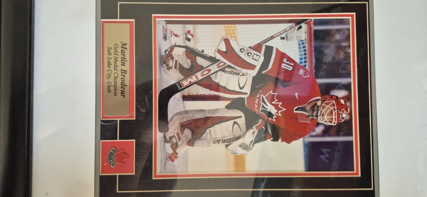 Framed Martin Brodeur Gold Medal Champion Photo