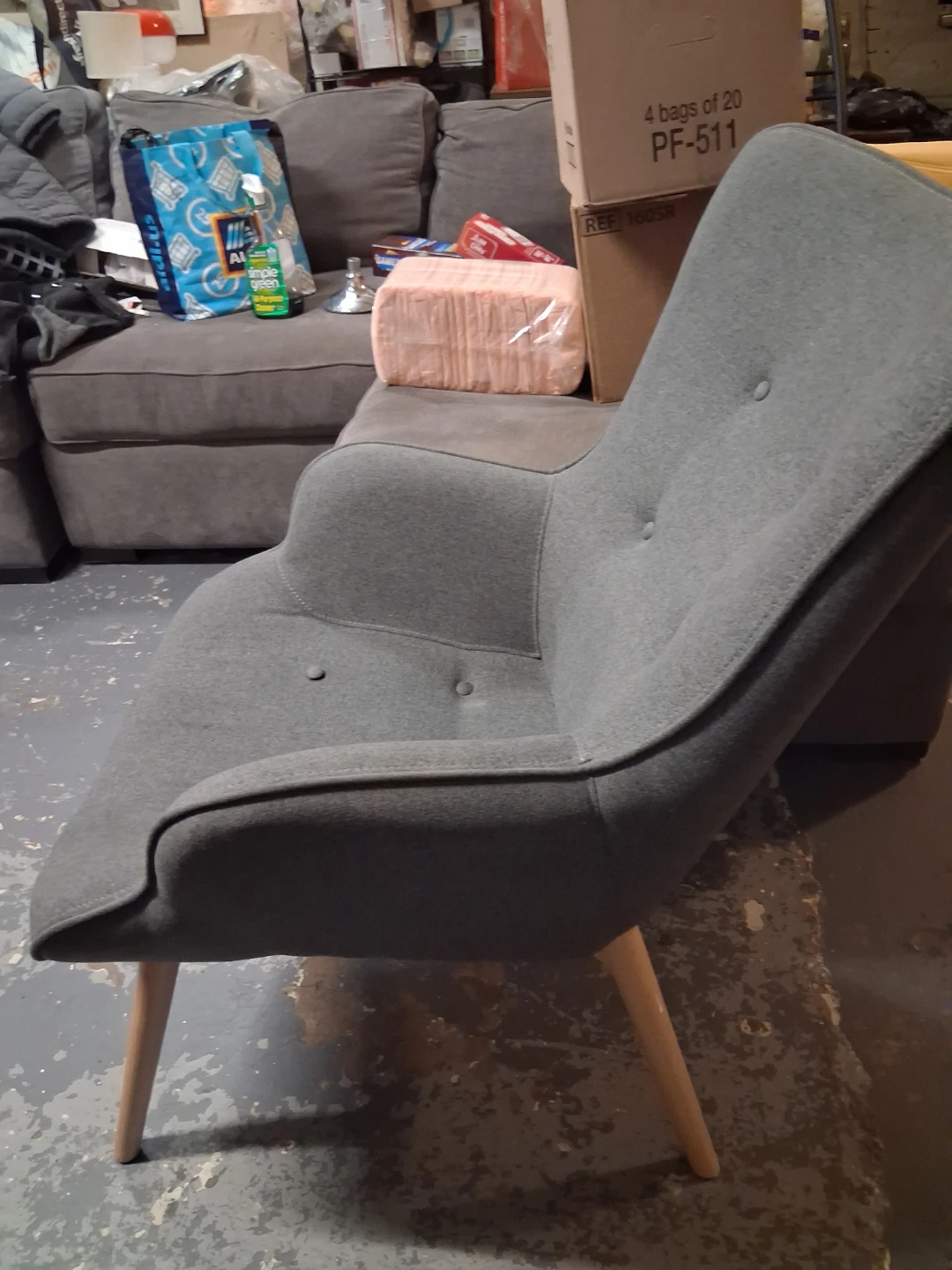 Gray Accent Chair with Wooden Legs - photo 3