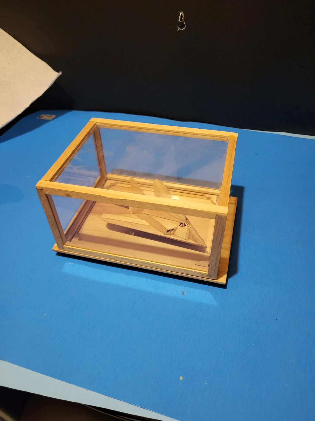 Wooden Model Airplane in Display Case - photo 3