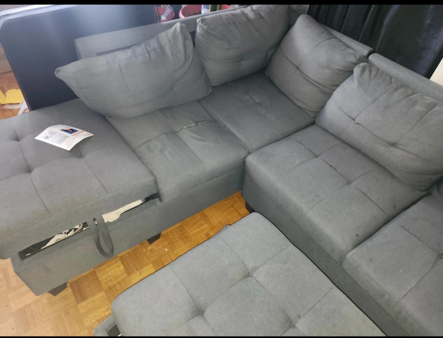 Grey Sectional Sofa with Ottoman