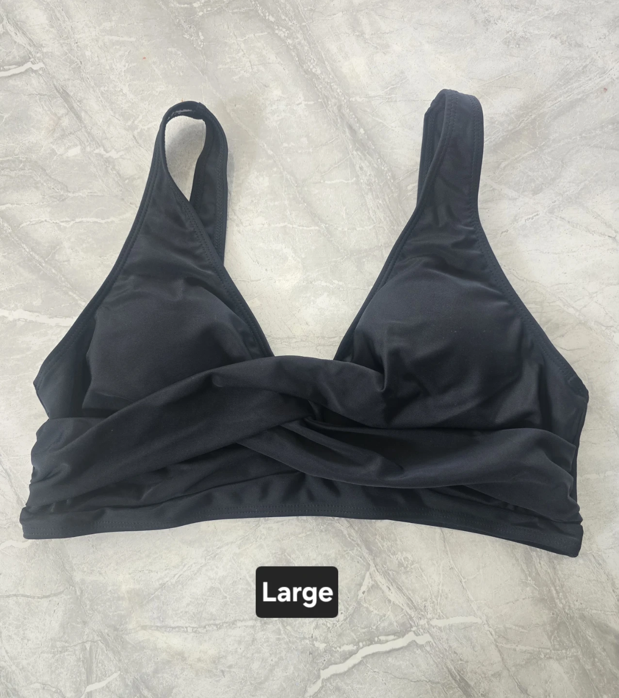 Large-Black Twisted Front Bikini Top - photo 2