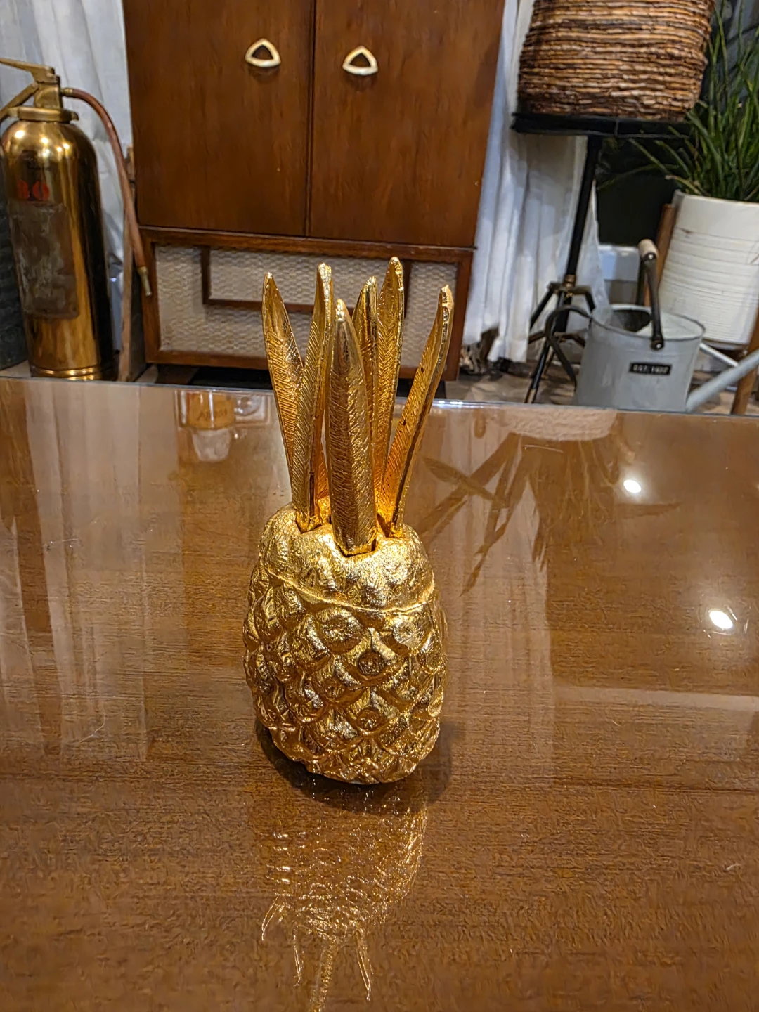 Gold Pineapple Cocktail Pick Holder with Picks - photo 3