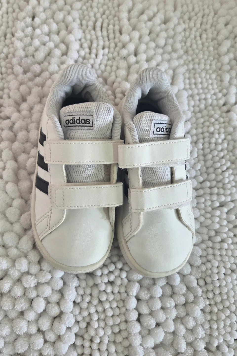 Adidas Toddler Shoes - White with Black Stripes