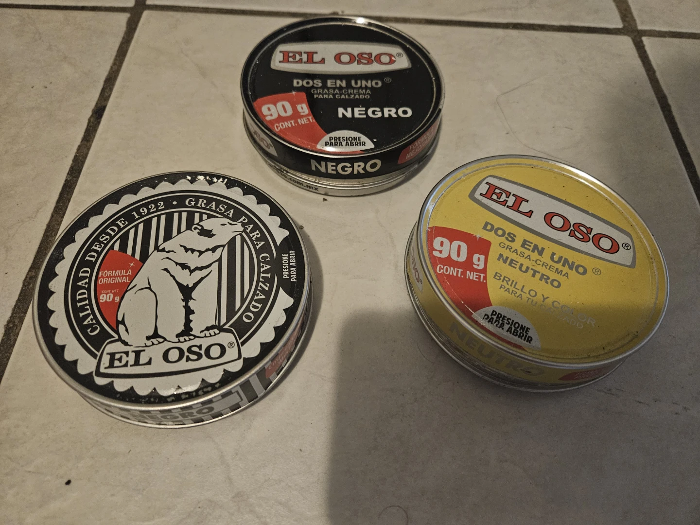 El Oso Shoe Polish (3 x 90g Tins - Black & Neutral)