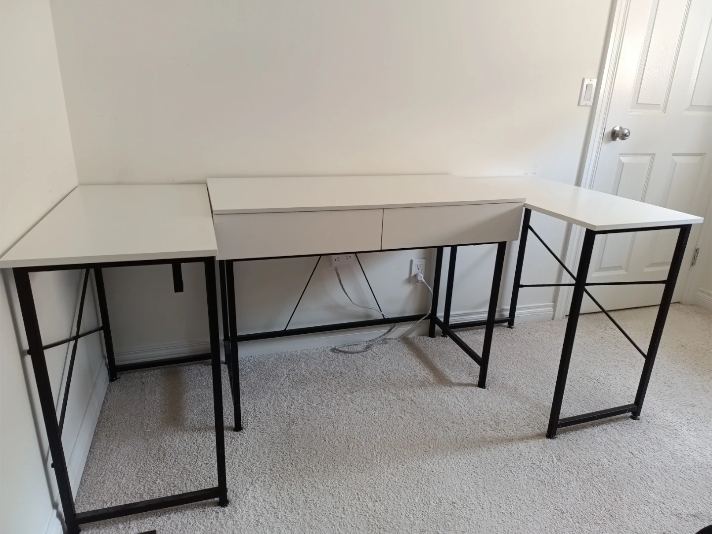 White L-Shaped Desk with Drawers - photo 3